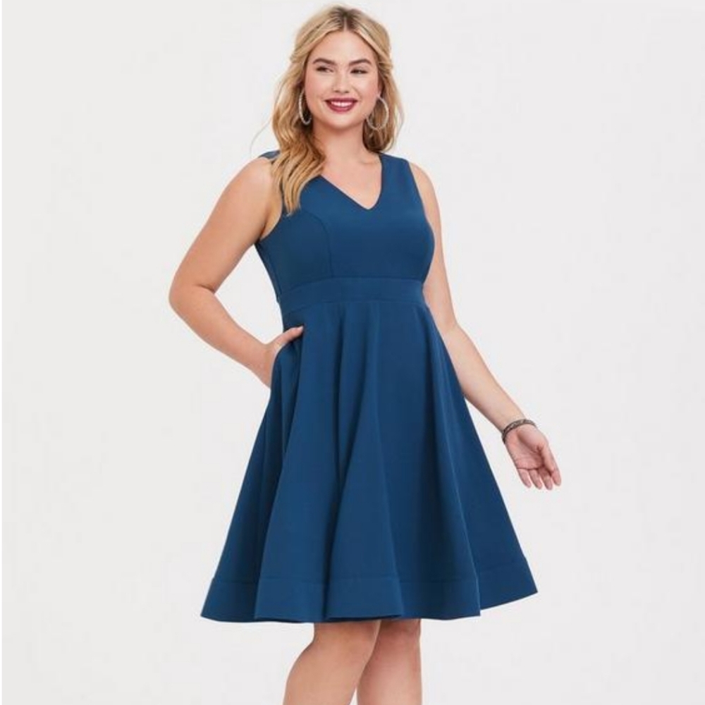 Torrid Mini Woven Skater Flare Dress Blue